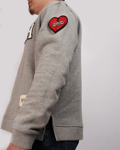 Grey chenille patch crewneck