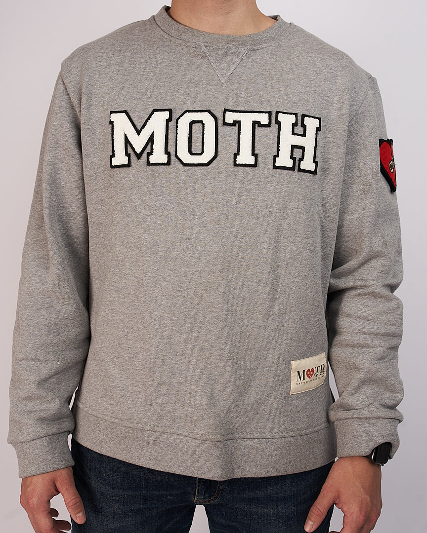 Grey chenille patch crewneck