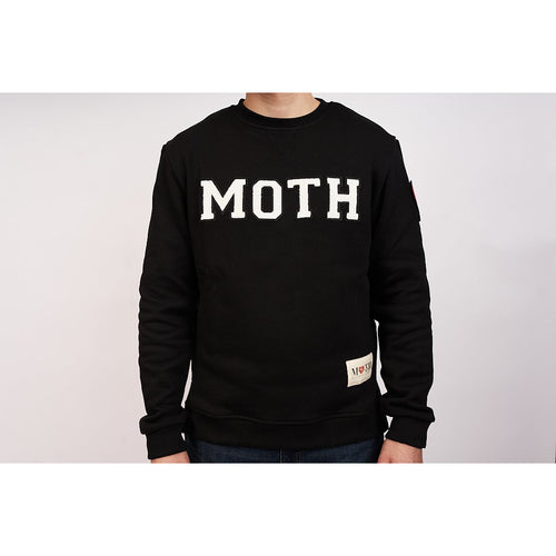 Black chenille patch crew neck